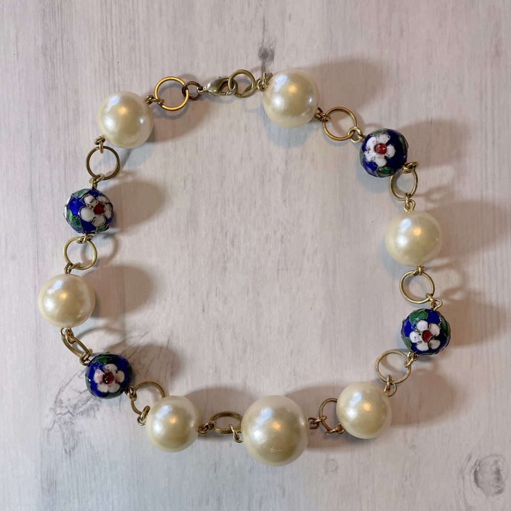 3/$20 Faux Pearl and Floral Beaded Necklace